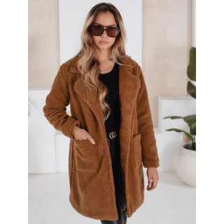 Ženski krzneni plašč v rjavi barvi NY0752