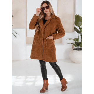Ženski krzneni plašč v rjavi barvi NY0752