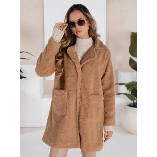 Ženski svetlo rjav krznen plašč NY0758