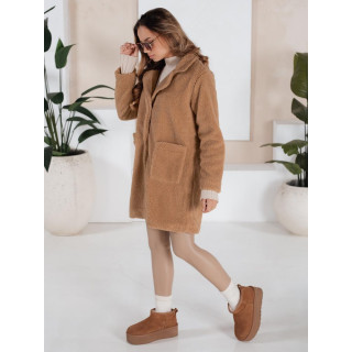 Ženski svetlo rjav krznen plašč NY0758