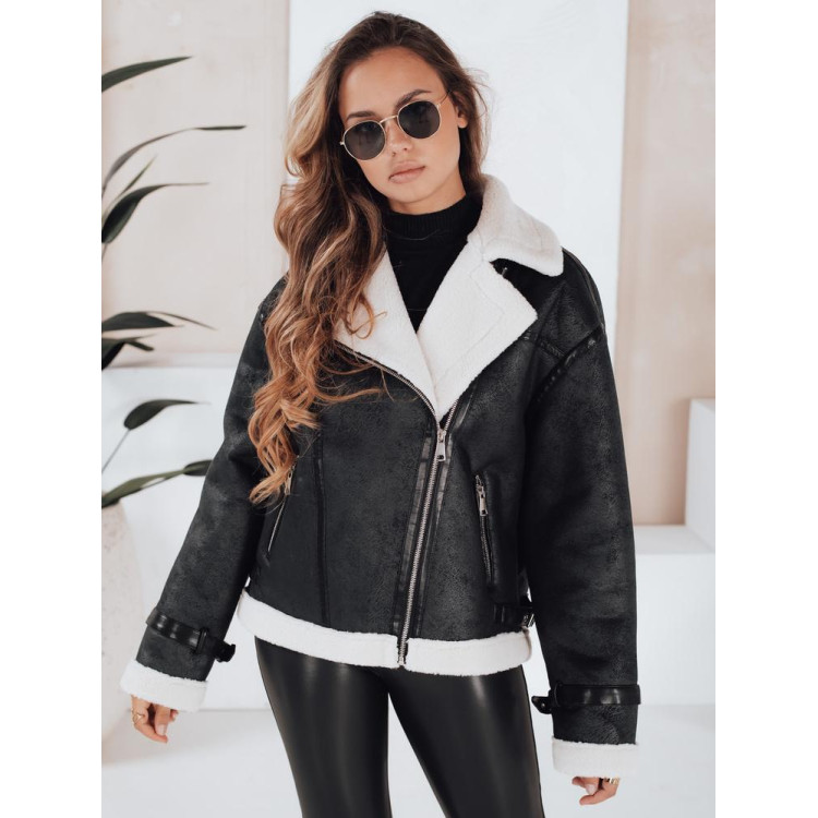 Ženska črna jakna s krznom TY5125