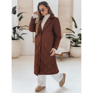 Rjav dolg ženski prešit plašč TY4939