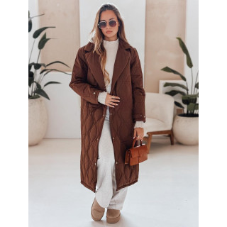Rjav dolg ženski prešit plašč TY4939