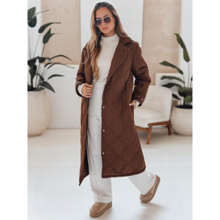 Rjav dolg ženski prešit plašč TY4939