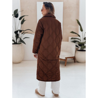 Rjav dolg ženski prešit plašč TY4939