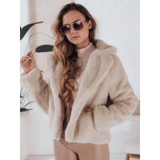 Ženski kratki bež krzneni plašč TY4984