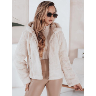 Kratek bež ženski krzneni plašč TY4994