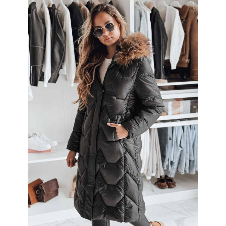 Črna dolga ženska jakna TY4778