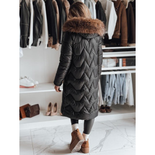 Črna dolga ženska jakna TY4778