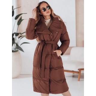 Rjava ženska jakna z velikim ovratnikom TY4962