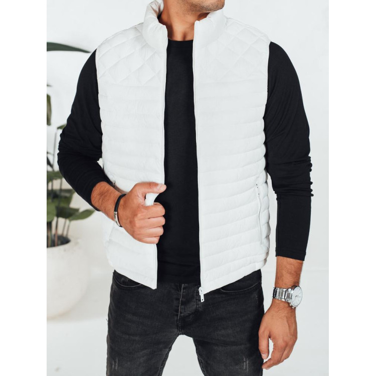 Prešit bel moški telovnik TX5075