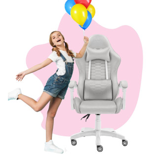 Otroški sivo-beli blagajniški stol HELLS CHAIR HC-1000