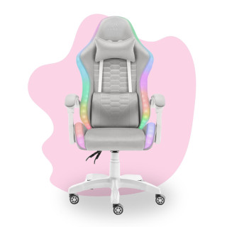 Sivo-bel otroški stol z LED RGB osvetlitvijo ozadja HELLS CHAIR HC-1000