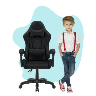 Črn otroški stol iz blaga HELLS CHAIR HC-1000