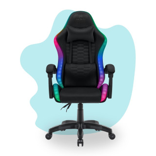 Otroški črni stol z LED RGB osvetlitvijo ozadja HELLS CHAIR HC-1000