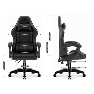 Usnjen črn igralni stol HELLS CHAIR HC-1003 2.0