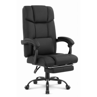Črn usnjen pisarniški stol HELLS Chair HC-1032