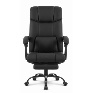 Črn usnjen pisarniški stol HELLS Chair HC-1032