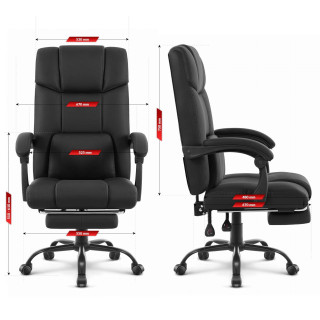 Črn usnjen pisarniški stol HELLS Chair HC-1032