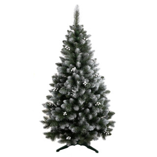 Snežno gost božični bor z biseri - 220 cm -