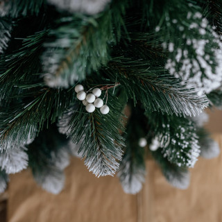 Božično gosto snežno borovo drevo z biseri - 150 cm -