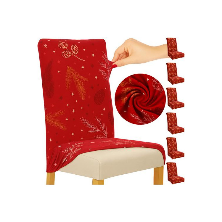 Komplet rdečih božičnih prevlek za stole - 6 kosov