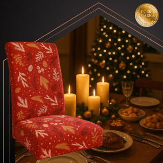 Komplet rdečih božičnih prevlek za stole - 6 kosov