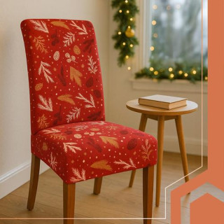 Komplet rdečih božičnih prevlek za stole - 6 kosov