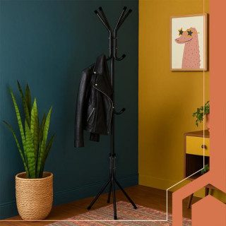 Črn obešalnik za plašče - 170 cm