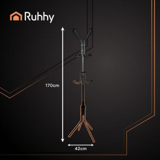 Črn obešalnik za plašče - 170 cm