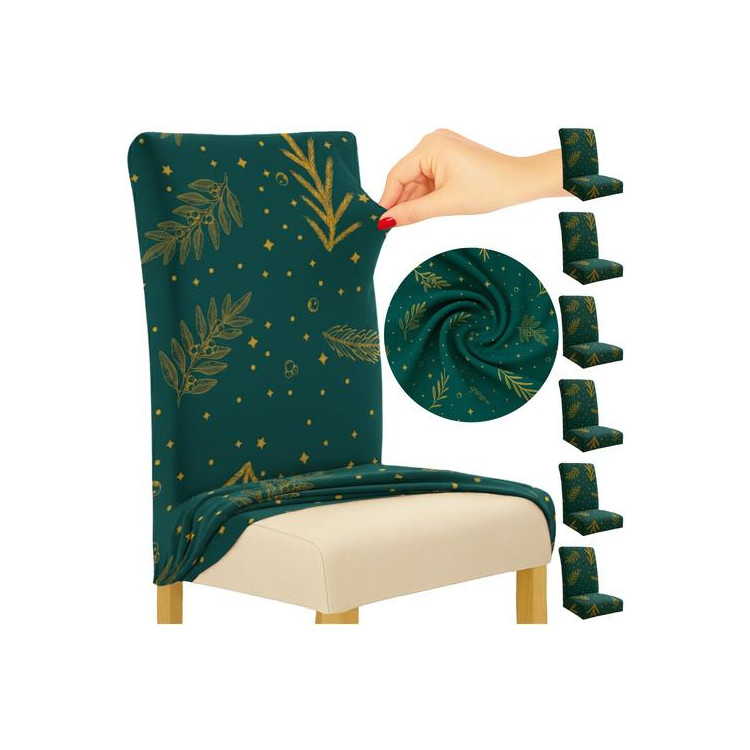 Komplet zelenih božičnih prevlek za stole - 6 kosov