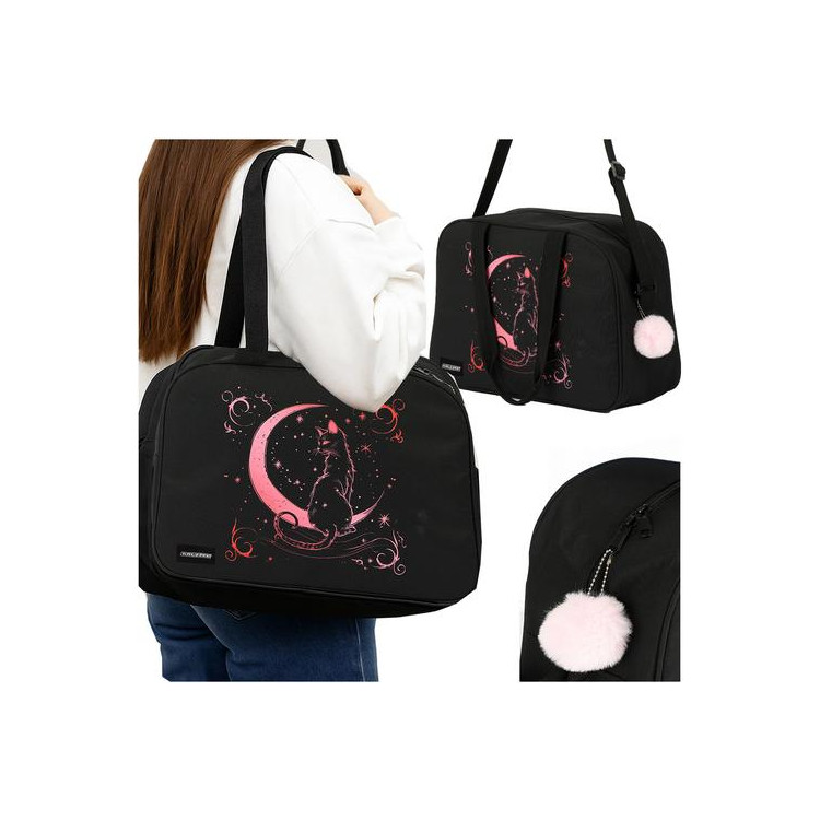 Črna športna torba z roza potiskom