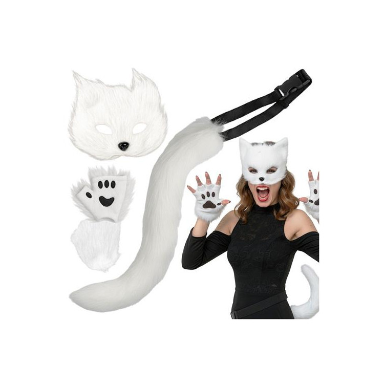 Kostum bele mačke/lisice - 4 deli