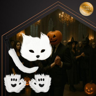 Kostum bele mačke/lisice - 4 deli