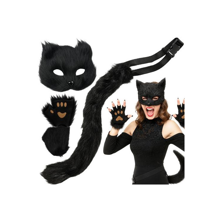 Kostum črne mačke/lisice - 4 deli