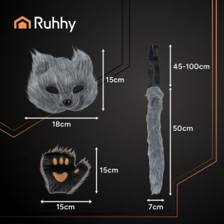 Kostum sive mačke/lisice - 4 deli