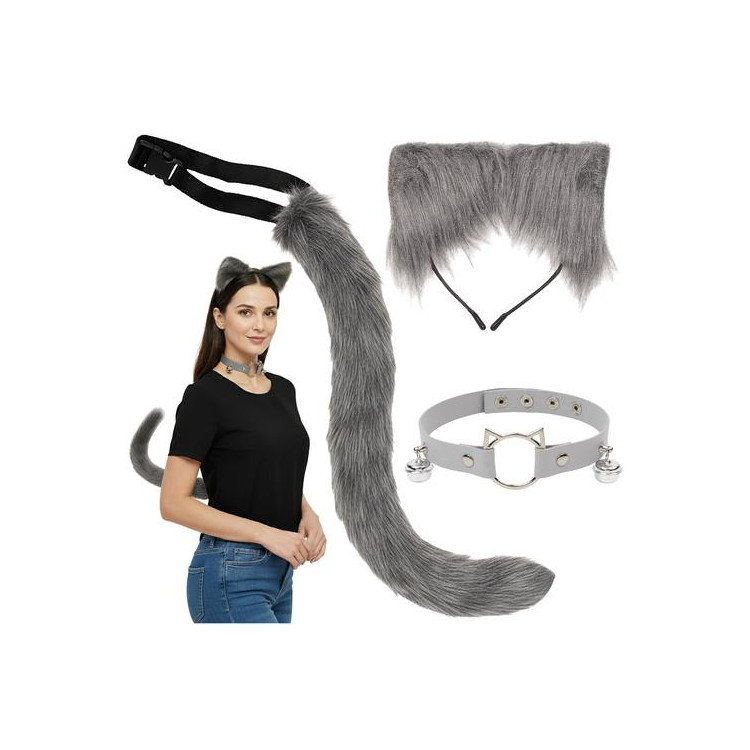 Kostum sive mačke/lisice - 3 deli
