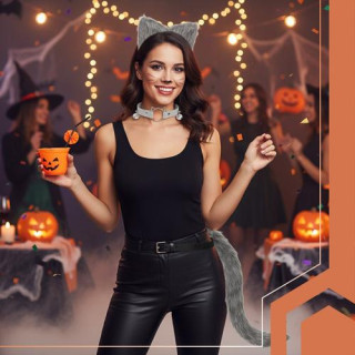 Kostum sive mačke/lisice - 3 deli