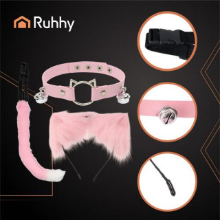 Roza kostum mačke/lisice - 3 deli