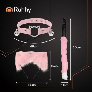 Roza kostum mačke/lisice - 3 deli