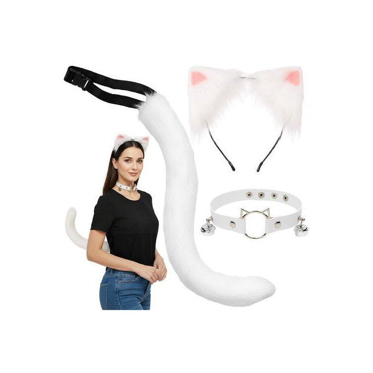 Kostum bele mačke/lisice - 3 deli