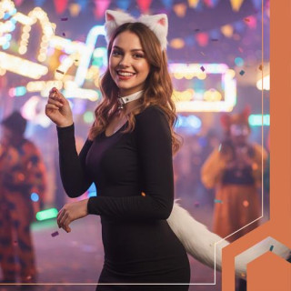 Kostum bele mačke/lisice - 3 deli