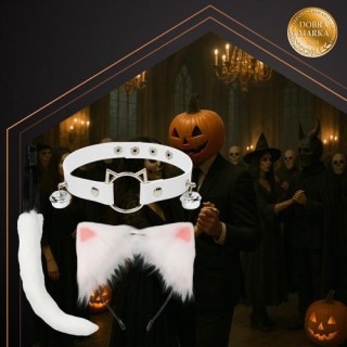 Kostum bele mačke/lisice - 3 deli