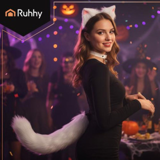 Kostum bele mačke/lisice - 3 deli