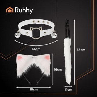 Kostum bele mačke/lisice - 3 deli