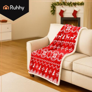 Rdeča božična odeja z belim vzorcem - 130x170 cm