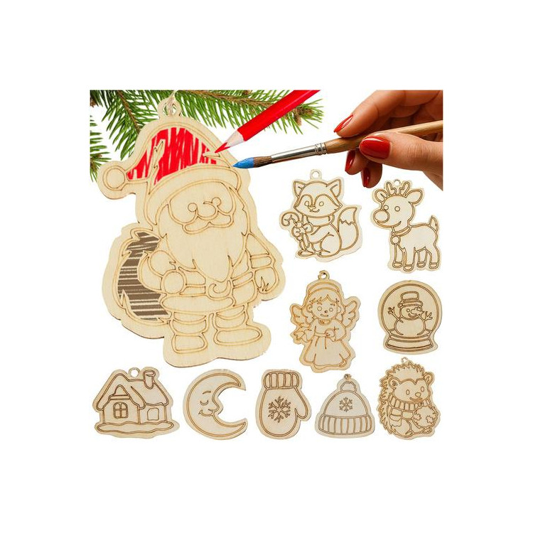 Leseni okraski za slikanje - 24 kosov