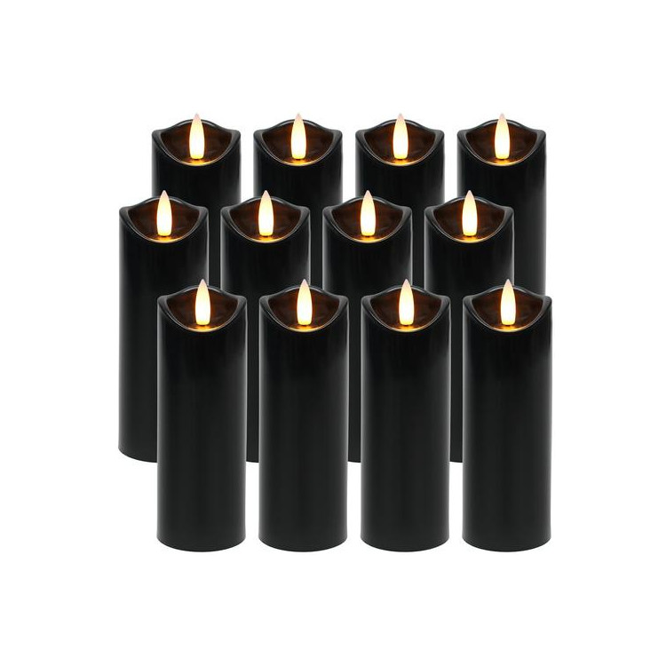 Črne LED sveče 12 kosov 15 cm