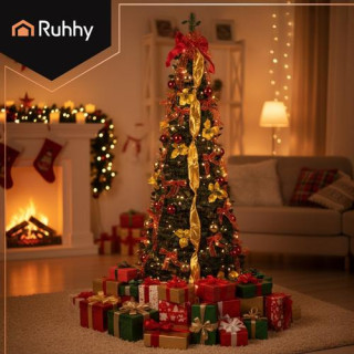 Zložljivo božično drevo z okraski - 1,8 m