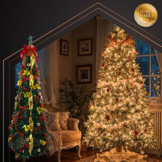 Zložljivo božično drevo z okraski - 1,8 m